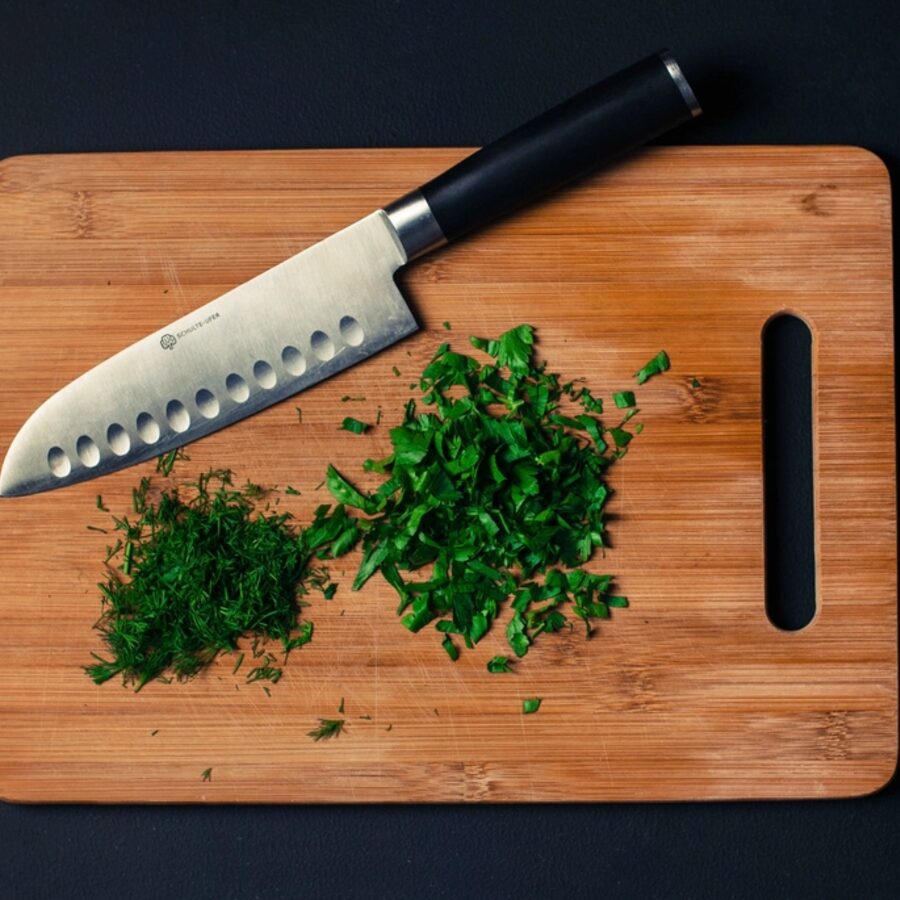 7-Inch Santoku Knife with Bamboo Board